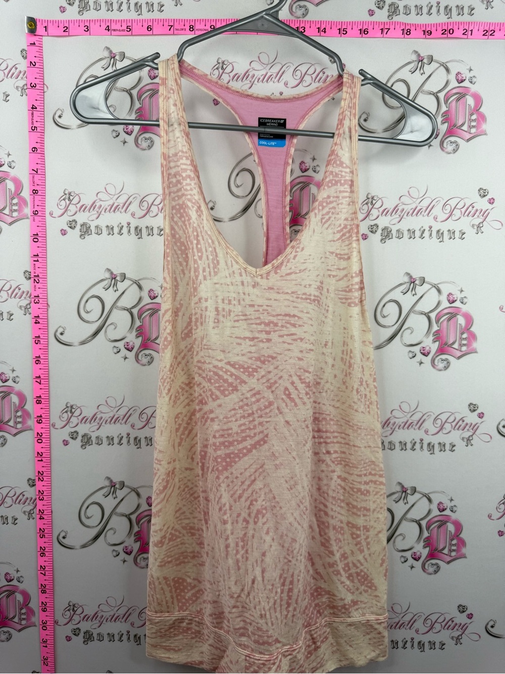 Icebreaker merino cool-lite top Pink and Cream Patterned Racerback Tank
